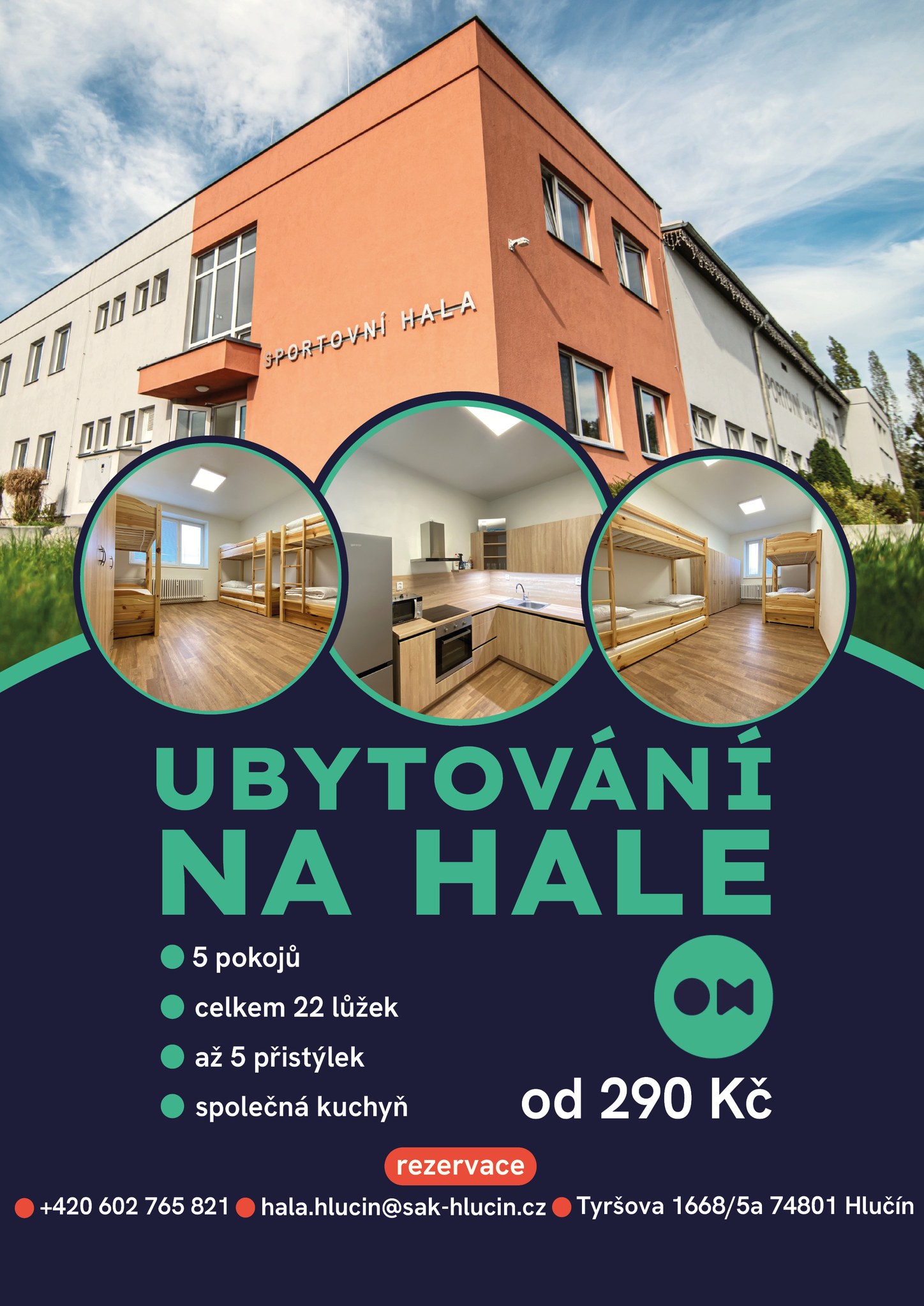 Ubytování ve sportovní hale Hlučín