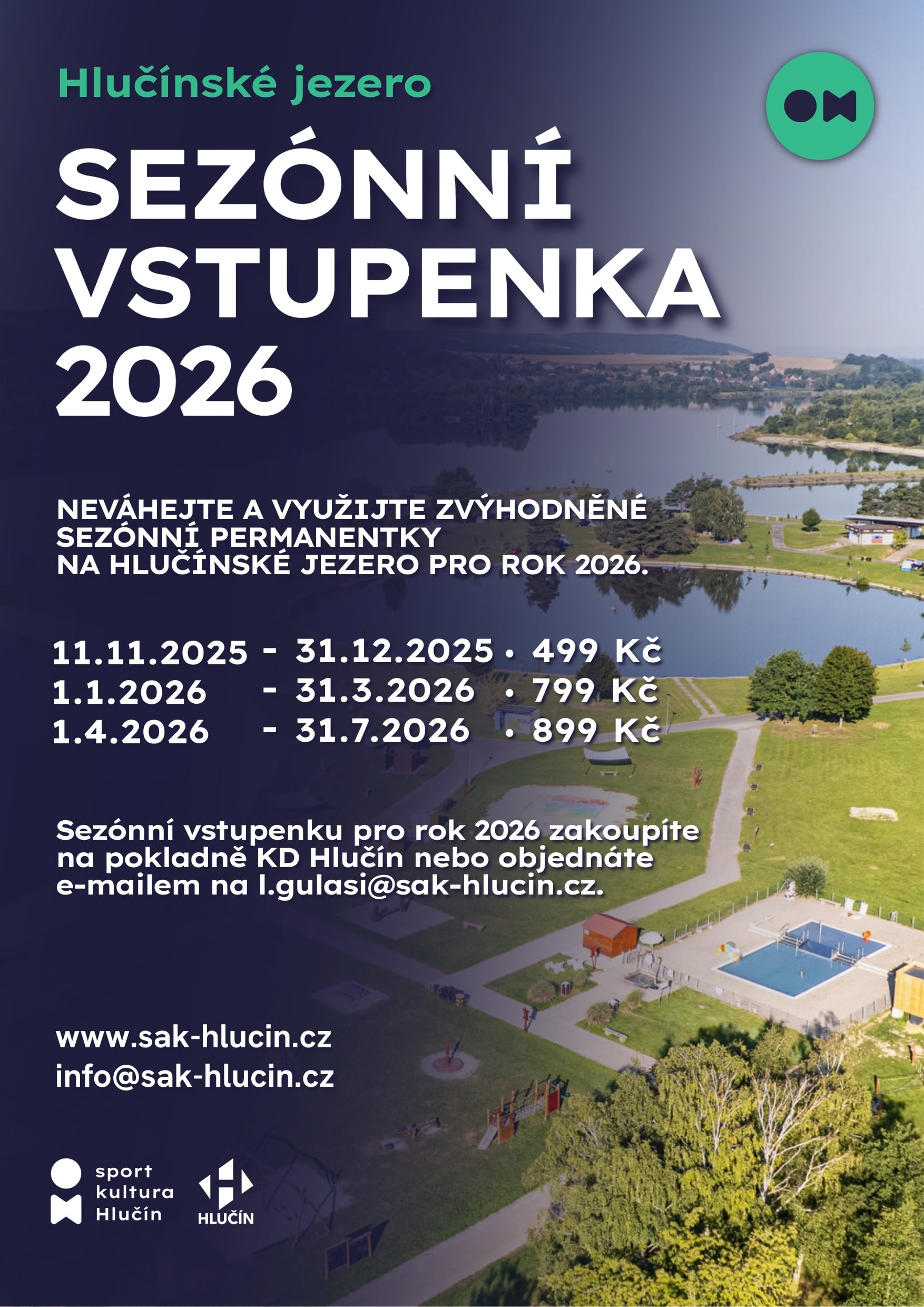 Sezónní vstupenky na Hlučínské jezero 2026 v prodeji